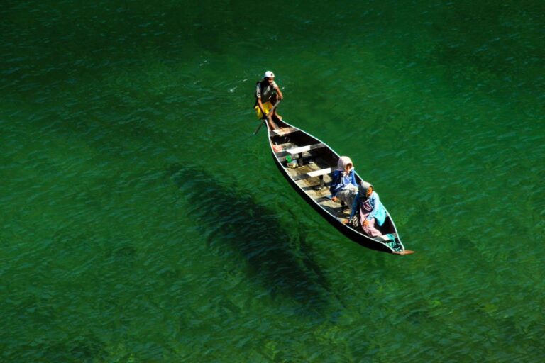 Crystal-clear waters of the Umngot River in Meghalaya